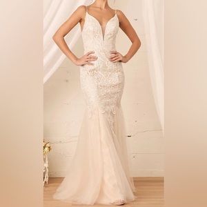 White/Nude evening gown